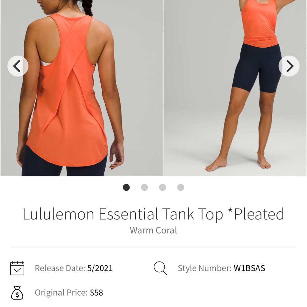 lululemon athletica Women's Pleated Coral Tank Top